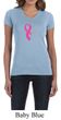 Breast Cancer Awareness Ladies Shirt Ribbon Heart V-neck Tee T-Shirt