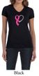 Breast Cancer Awareness Ladies Shirt Ribbon Heart V-neck Tee T-Shirt