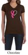 Breast Cancer Awareness Ladies Shirt Ribbon Heart V-neck Tee T-Shirt