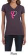 Breast Cancer Awareness Ladies Shirt Ribbon Heart V-neck Tee T-Shirt