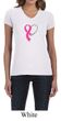 Breast Cancer Awareness Ladies Shirt Ribbon Heart V-neck Tee T-Shirt