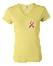 Breast Cancer Awareness Ladies T-shirts V-neck Pink Ribbon Shirts