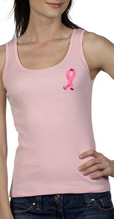 Breast Cancer Ladies Tank Top Embroidered Ribbon Bella Tanktop