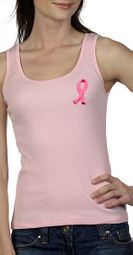 Breast Cancer Ladies Tank Top Embroidered Ribbon Bella Tanktop