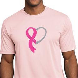 Breast Cancer Awareness Mens Shirt Heart Ribbon Moisture Wicking Tee Breast Cancer Awareness Mens Shirt Heart Ribbon Moisture Wicking Tee