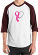 Breast Cancer Awareness Mens Shirt Ribbon Heart Raglan Tee T-Shirt