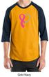 Breast Cancer Awareness Mens Shirt Ribbon Heart Raglan Tee T-Shirt