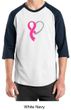 Breast Cancer Awareness Mens Shirt Ribbon Heart Raglan Tee T-Shirt