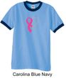 Breast Cancer Awareness Mens Shirt Ribbon Heart Ringer Tee T-Shirt