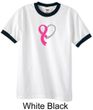 Breast Cancer Awareness Mens Shirt Ribbon Heart Ringer Tee T-Shirt