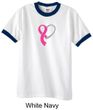 Breast Cancer Awareness Mens Shirt Ribbon Heart Ringer Tee T-Shirt