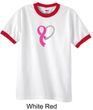 Breast Cancer Awareness Mens Shirt Ribbon Heart Ringer Tee T-Shirt