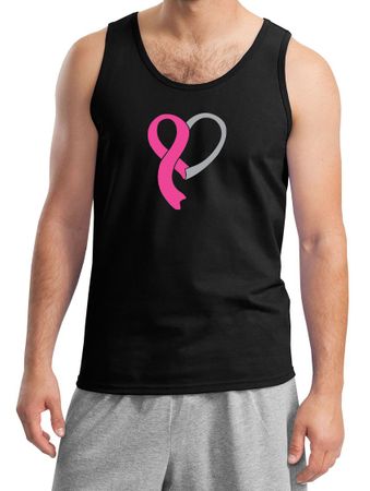 Breast Cancer Awareness Mens Tanktop Ribbon Heart Tank Top
