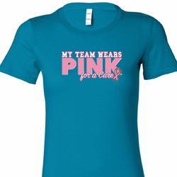 Breast Cancer Awareness My Team Wears Pink Ladies Longer Length Shirt