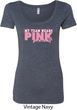 Breast Cancer Awareness My Team Wears Pink Ladies Scoop Neck Shirt