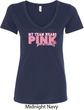 Breast Cancer Awareness My Team Wears Pink Ladies V-Neck Shirt
