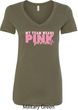 Breast Cancer Awareness My Team Wears Pink Ladies V-Neck Shirt