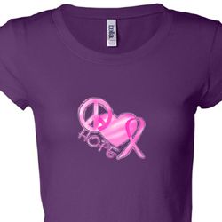 Breast Cancer Awareness Peace Love Hope Ladies Shirts
