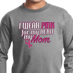 Breast Cancer Awareness Pink for My Hero Kids Long Sleeve Shirt