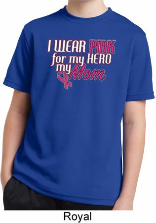 Breast Cancer Awareness Pink for My Hero Kids Moisture Wicking Shirt