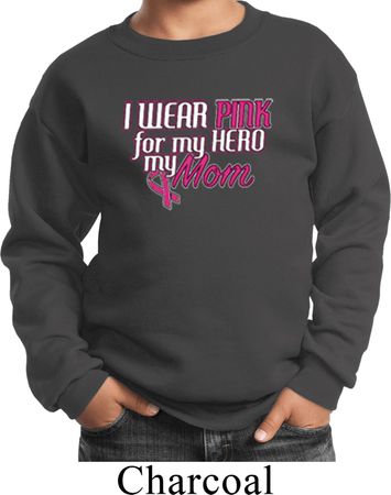 Breast Cancer Awareness Pink for My Hero Kids Sweat Shirt