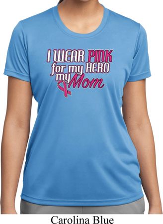Breast Cancer Awareness Pink for My Hero Ladies Moisture Wicking Shirt
