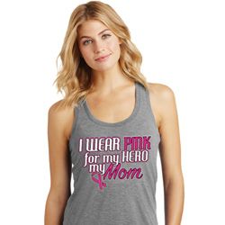 Breast Cancer Awareness Pink for My Hero Ladies Racerback Tank Top