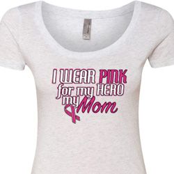 Breast Cancer Awareness Pink for My Hero Ladies Scoop Neck Shirt