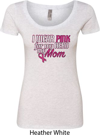 Breast Cancer Awareness Pink for My Hero Ladies Scoop Neck Shirt