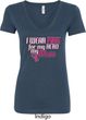 Breast Cancer Awareness Pink for My Hero Ladies V-Neck Shirt