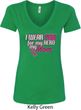 Breast Cancer Awareness Pink for My Hero Ladies V-Neck Shirt