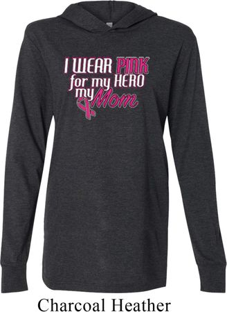 Breast Cancer Awareness Pink for My Hero Lightweight Hoodie Tee