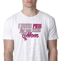 Breast Cancer Awareness Pink for My Hero Mens Burnout Shirt Breast Cancer Awareness Pink for My Hero Mens Burnout Shirt