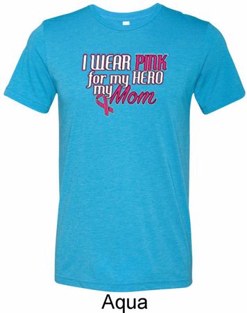 Breast Cancer Awareness Pink for My Hero Mens Tri Blend Crewneck Shirt