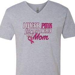 Breast Cancer Awareness Pink for My Hero Mens V-Neck Shirt Breast Cancer Awareness Pink for My Hero Mens V-Neck Shirt