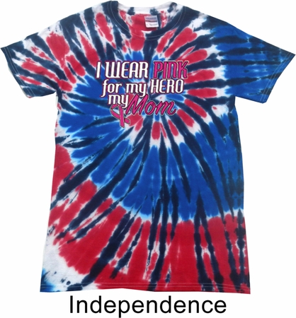 Breast Cancer Awareness Pink for My Hero Patriotic Tie Dye Shirt