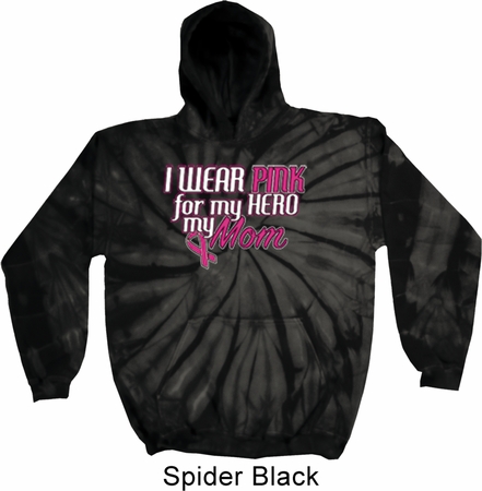 Breast Cancer Awareness Pink for My Hero Tie Dye Hoodie