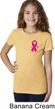 Breast Cancer Awareness Pink Ribbon Pin Pocket Print Girls Shirt