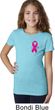 Breast Cancer Awareness Pink Ribbon Pin Pocket Print Girls Shirt