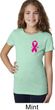 Breast Cancer Awareness Pink Ribbon Pin Pocket Print Girls Shirt