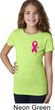 Breast Cancer Awareness Pink Ribbon Pin Pocket Print Girls Shirt