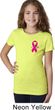 Breast Cancer Awareness Pink Ribbon Pin Pocket Print Girls Shirt
