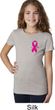 Breast Cancer Awareness Pink Ribbon Pin Pocket Print Girls Shirt