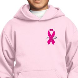 Breast Cancer Awareness Pink Ribbon Pin Pocket Print Kids Hoody