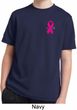 Breast Cancer Awareness Pink Ribbon Pin Pocket Print Kids Moisture Wicking Shirt