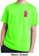 Breast Cancer Awareness Pink Ribbon Pin Pocket Print Kids Moisture Wicking Shirt