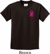 Breast Cancer Awareness Pink Ribbon Pin Pocket Print Kids Shirt