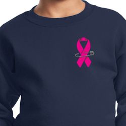 Breast Cancer Awareness Pink Ribbon Pin Pocket Print Kids Sweat Shirt