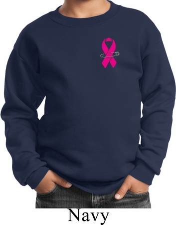 Breast Cancer Awareness Pink Ribbon Pin Pocket Print Kids Sweat Shirt