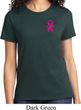 Breast Cancer Awareness Pink Ribbon Pin Pocket Print Ladies Shirt